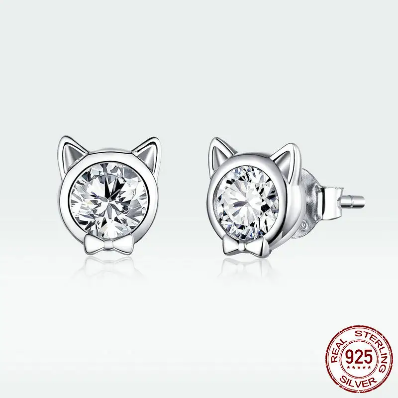 Creative And Playful Cat Ear Studs For Women With Diamonds