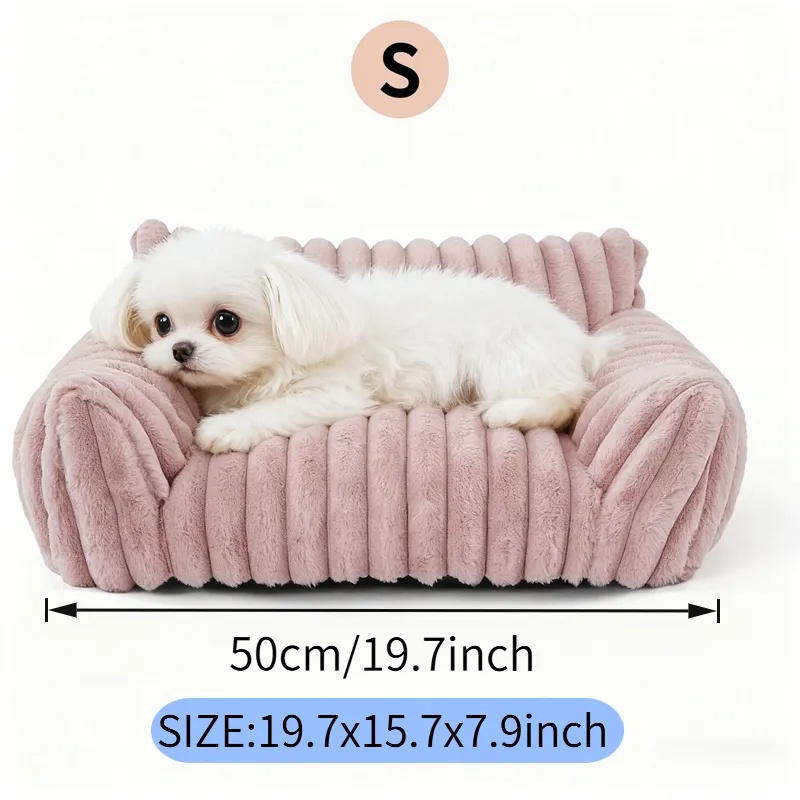 Cute Cat Couch For Pets - Fluffy Cat Beds With Premium Soft Corduroy Fleece, Fuzzy Cats Beds For Indoor Cats With Removable Washable Cover, Supportive Pet Sofa — foto 7