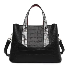 Leather Texture Ladies Handbag Large Capacity One-shoulder Tote Bag - Black - View 1