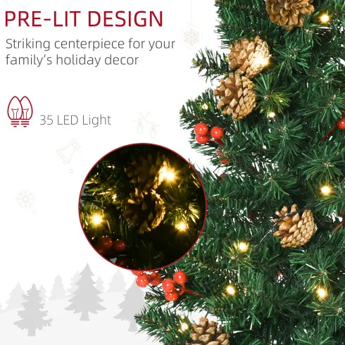 HOMCOM Prelit Holiday Christmas 4-Piece Set, Garland