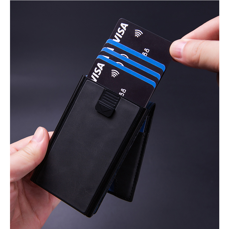 Men's Slim Wallet With Pop Up Card Holder, RFID Blocking, Minimalist Design With Large Card Capacity, Money Clip