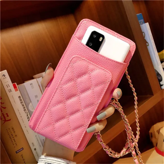 Xiaoxiangfeng Lingge Chain Card Crossbody All match Card Holder Pink - Shop at LoveMi