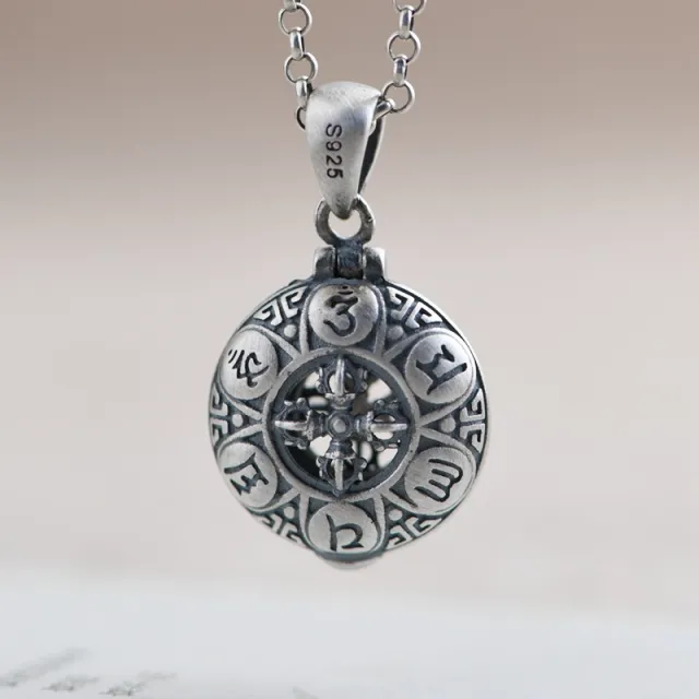 Silver Vintage Six Syllable Mantra Cross King Kong Pendant Silver - Shop at LoveMi