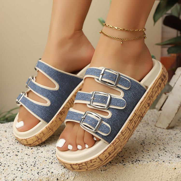 Thick Soled Buckle Sandals