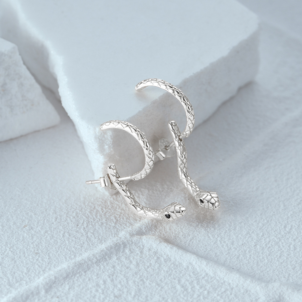 أقراط أذن قابلة للتعديل بتصميم ثعبان من فضة استرلينية 925