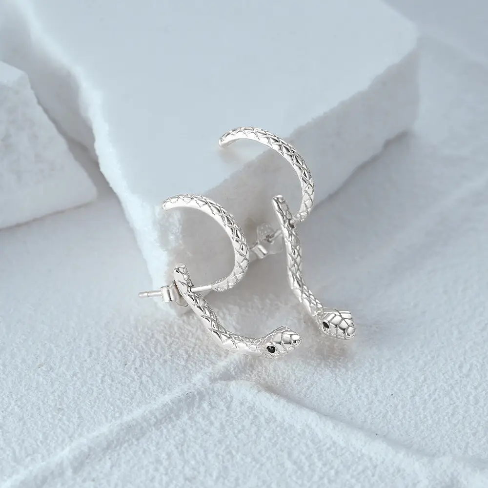 925 Sterling Silver Snake Adjustable Ear Studs
