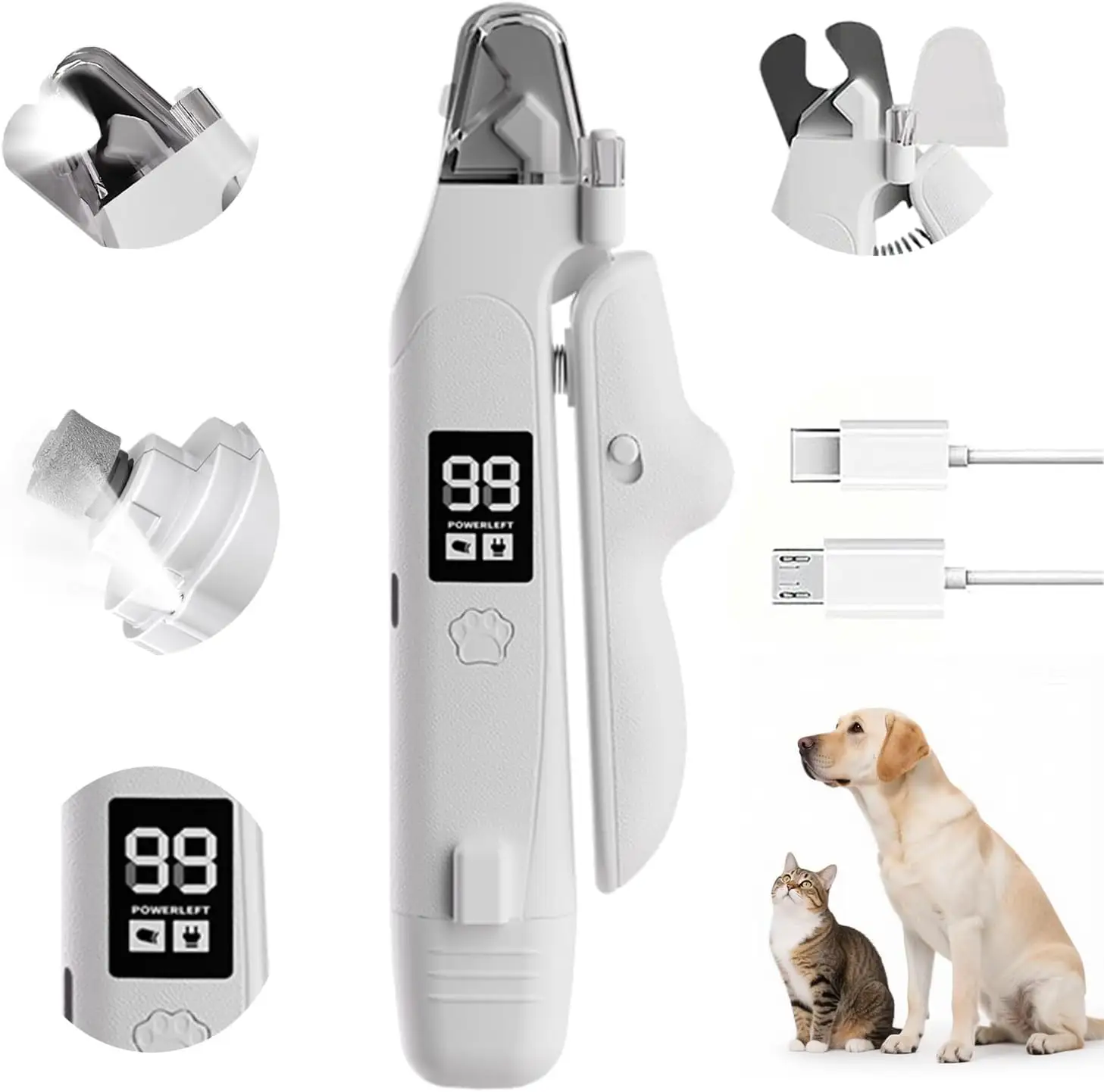 2-in-1 Led Light Cat Anti-blood Nail Grinder