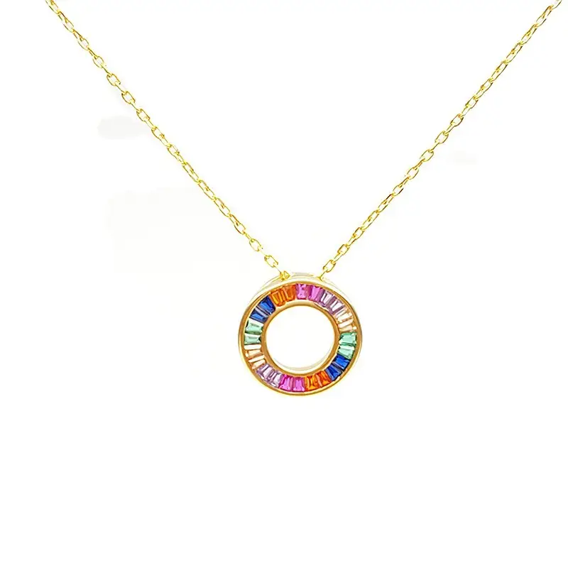 Colorful Stone Necklace For Women Diamond Inlaid Clavicle Chain Graceful And Fashionable Pendant Necklace