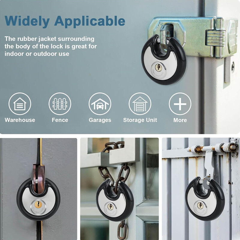 70 Mm Stainless Steel Heavy Duty Round Disc Padlock Secure Door Lock With Keys — image 10
