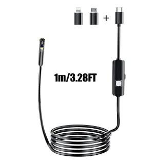 Lighted Endoscope Dual Camera, 1920P HD Endoscope Tool With 8 Adjustable LED Lights, Endoscope With Semi-Rigid Snake Camera, Waterproof 8mm Wide-Angle Inspection Camera,
