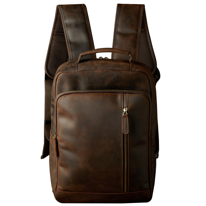 Handmade retro mad horse leather backpack (brown)