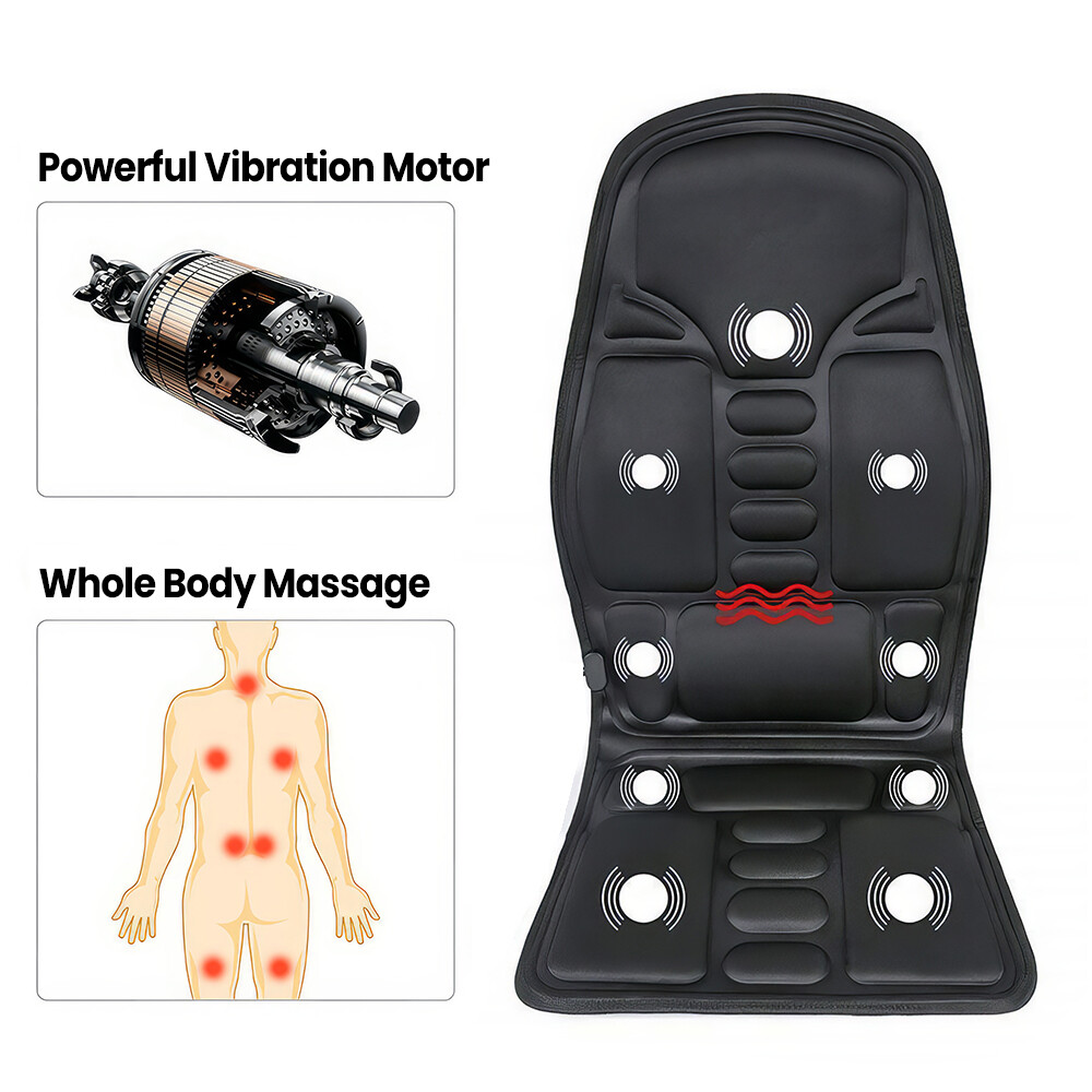Massage Cushion Full Back Car Home Chair Seat Pad Mat 8 Modes Neck Heat Massager