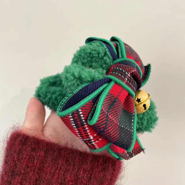 Christmas Bell Clip Cute Bow Headdress Plush Girl Green - Shop at LoveMi
