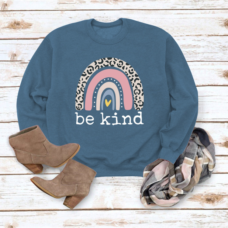 Title 4, Be Kind Rainbow Print Casual Sweater Women