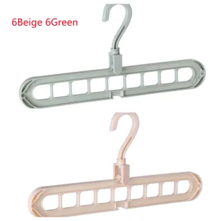 Clothes Hanger Plastic Storage Hanger Hanger Hook - 6Beige 6Green
