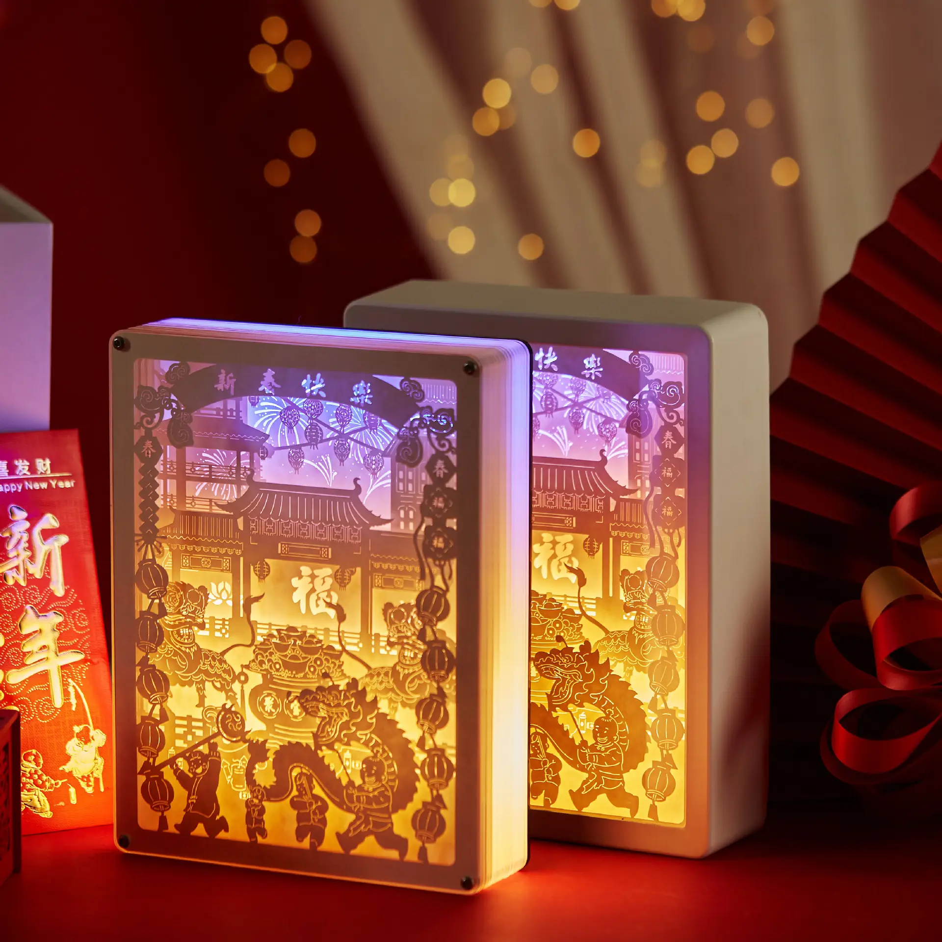 Three-dimensional Light And Shadow Paper Carving Lamp Simple Bedside Lamp