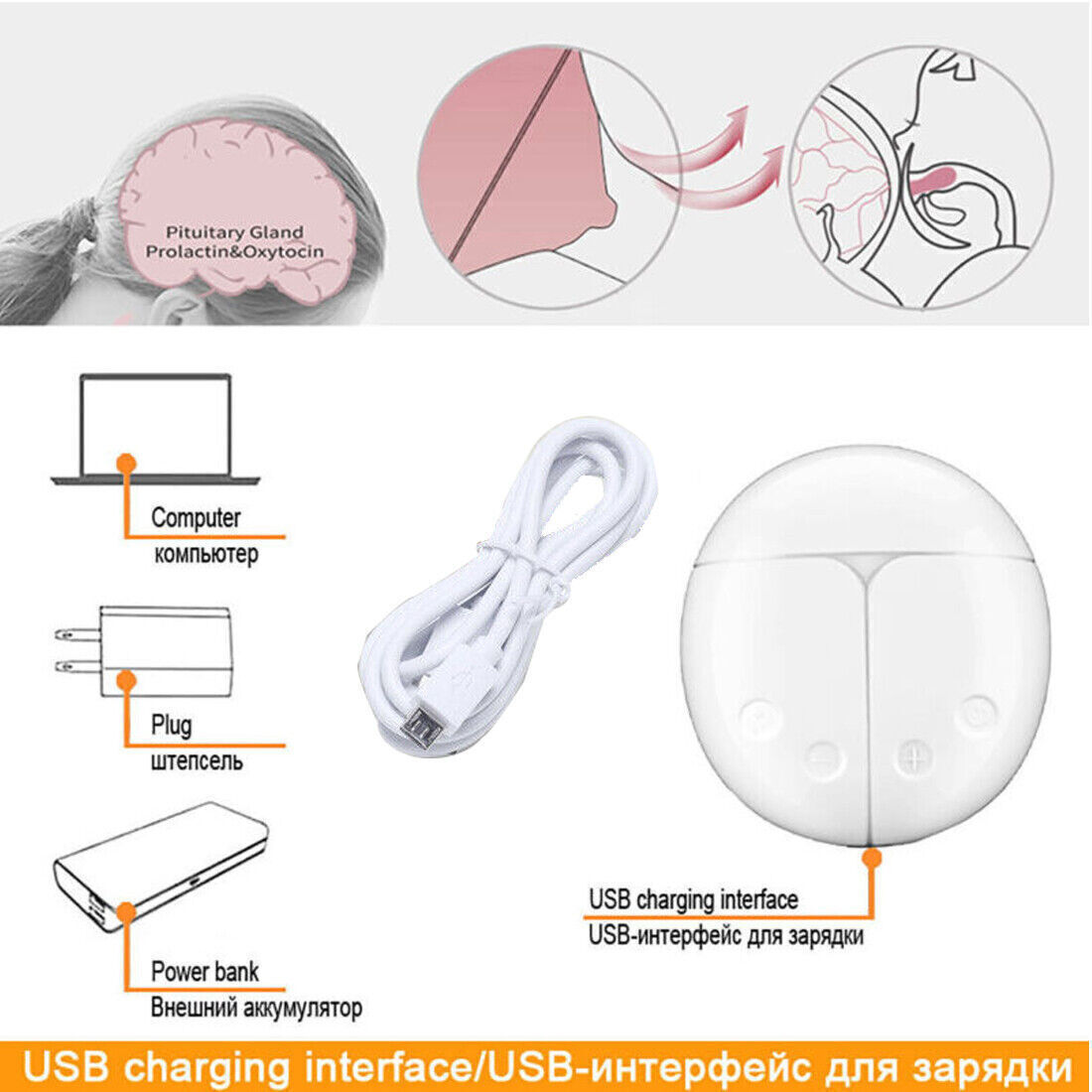 Electric Breast  Mute Automatic Dual Breastpump Baby Infant Feeding With USB 3