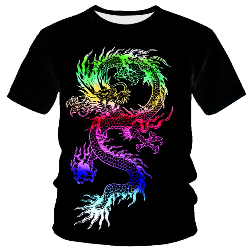 Title 3, Heren T-shirt Dragon Serie 3D digitale print, r...