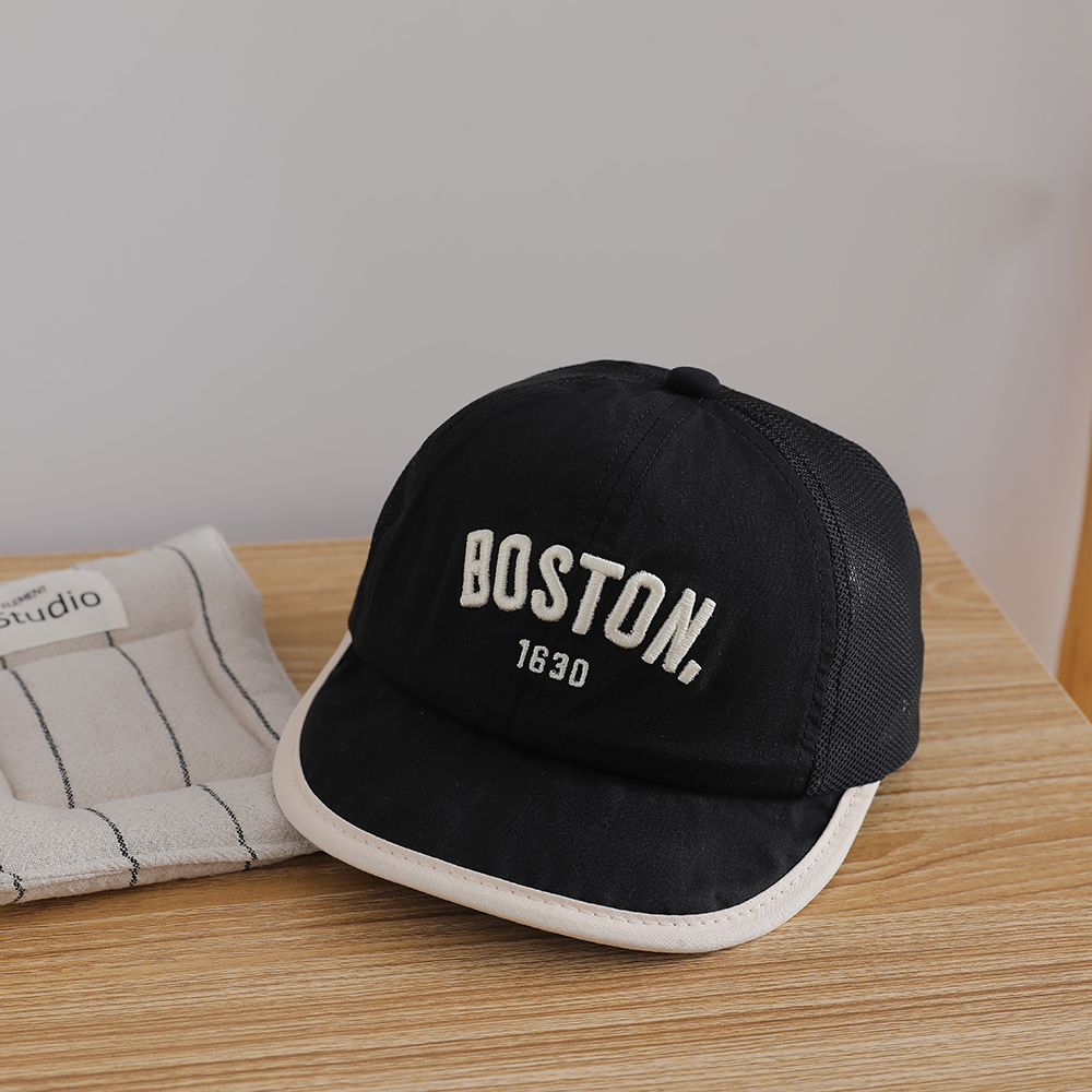 Boy And Girl Baby Hats - Casual And Fashionable Embroidered Letter Short Brimmed Baseball Cap With Mesh Ventilation And Sun Protection, Lightweight Model
