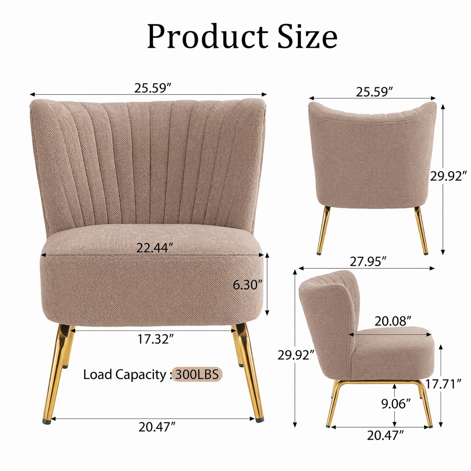Small Armless Accent Chair, Upholstered Seat With Metal Legs, Modern Side Chair For Any Room — foto 3