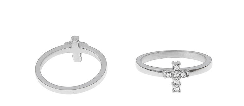 Title 8, Cross Ring With Diamond And Zirconia For Men