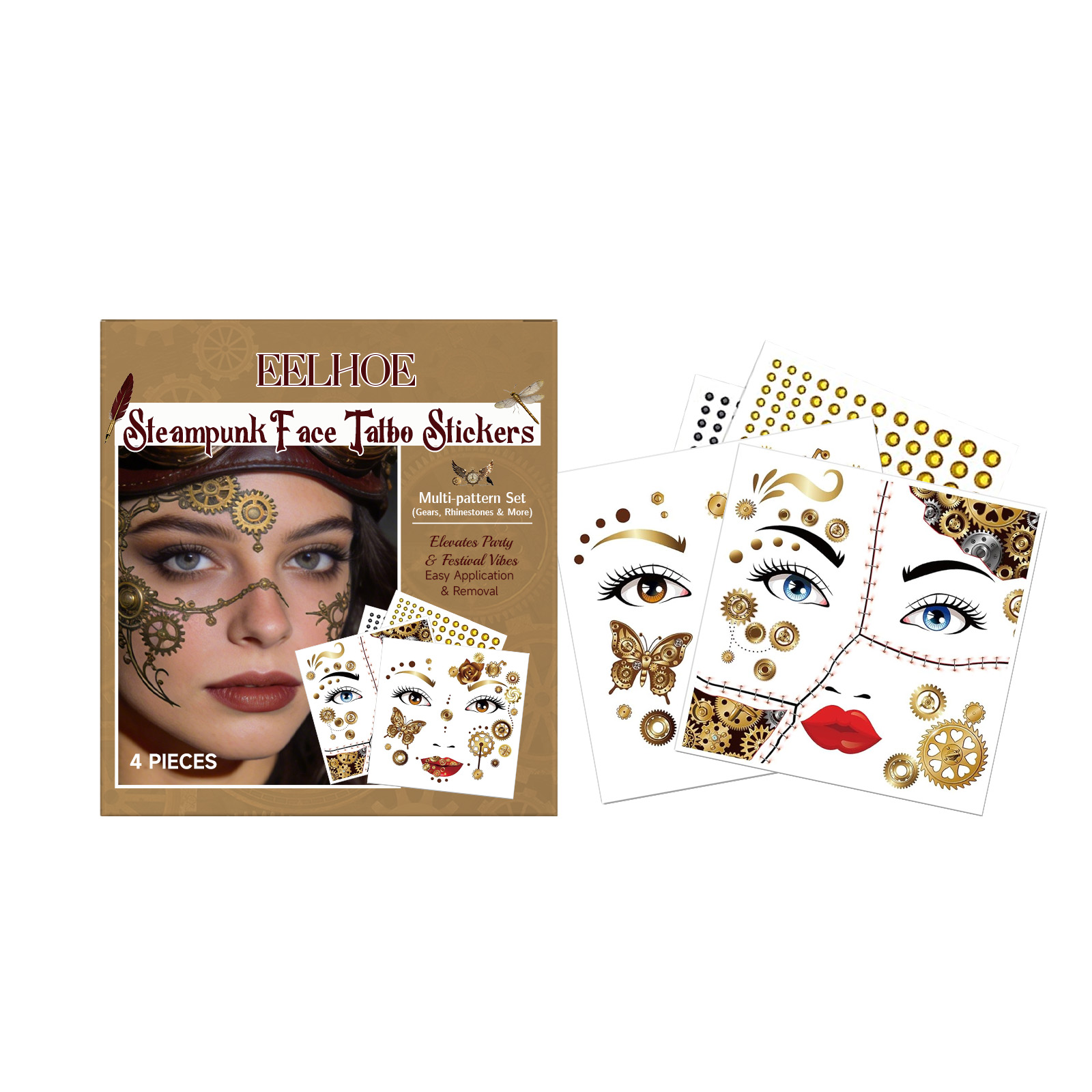 Punk Style Facial Tattoo Sticker Set 1 Set 1box