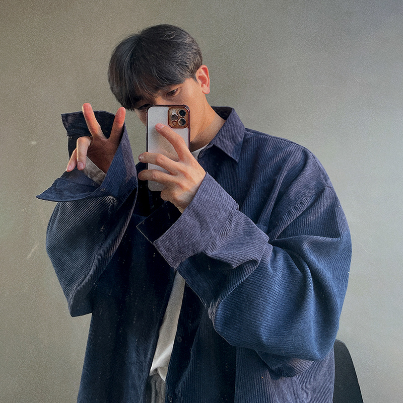 Men's Long-sleeved Casual Retro All-matching Shirt Coat