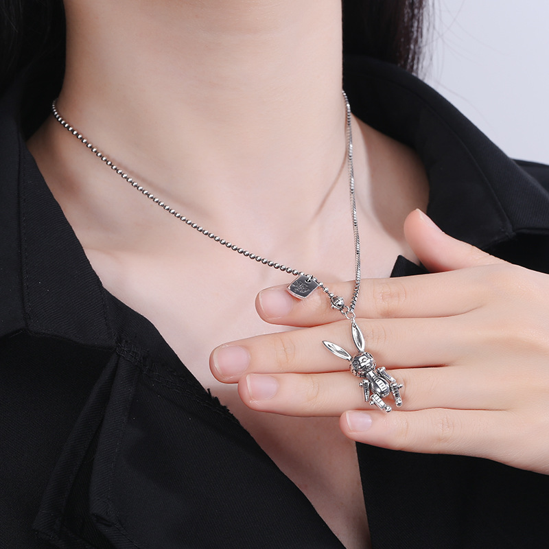 Fashion Sterling Silver Rabbit Necklace