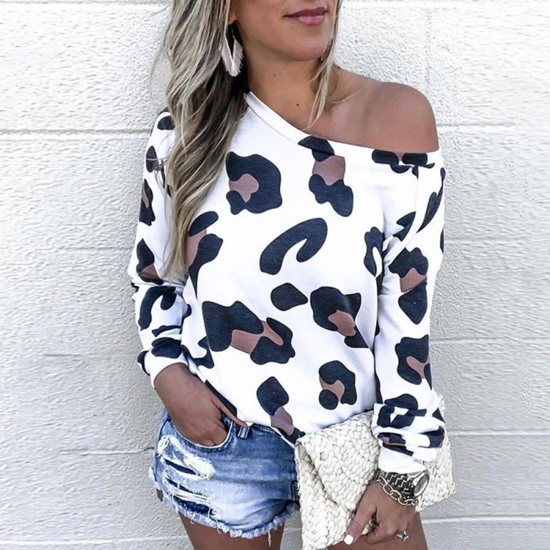 Title 2, Fashion Leopard Print Sexy Long Sleeve Off Shou...