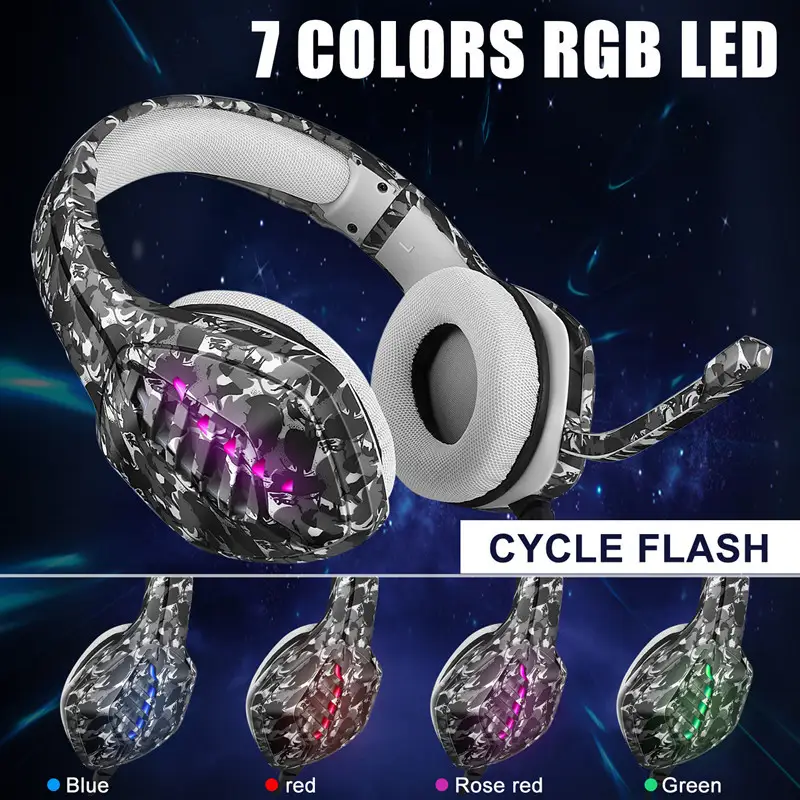 Camouflage Headset Wired With Microphone