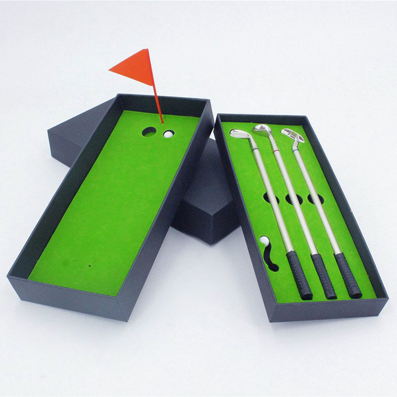 Desktop Mini Golf Putting Green Metal Club Ballpoint Pen Set — foto 2