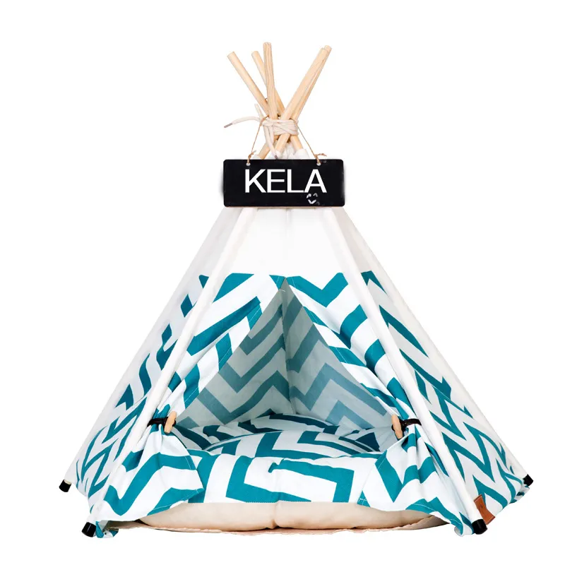 Tent Green Striped Pet Litter Winter Dog Bedding - Green Stripe