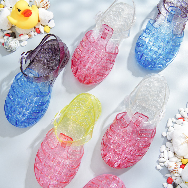 Children's Jelly Baotou Princess Shoes Soft Sole Hollow Color Matching Beach Summer