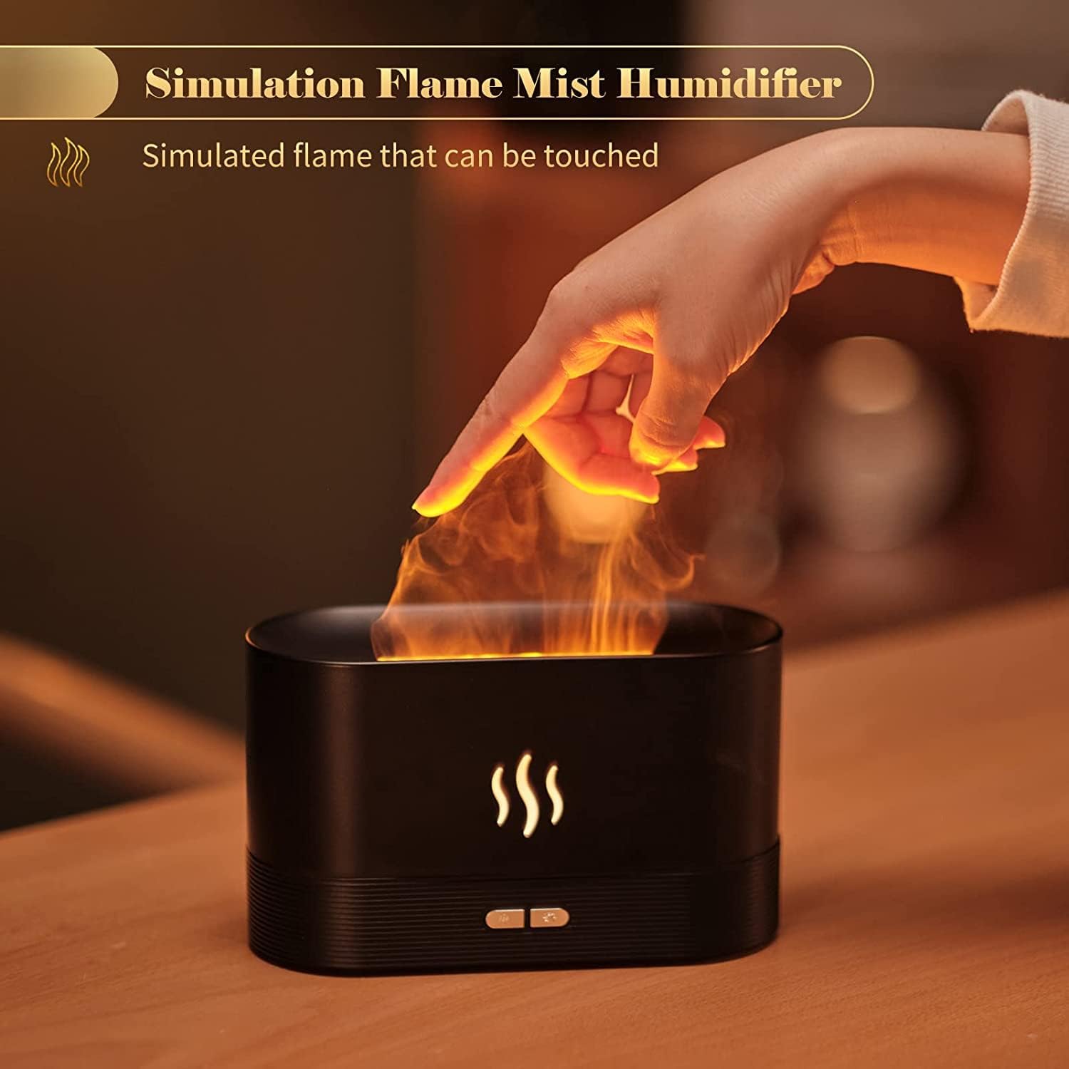 Flame Air Diffuser Humidifier Upgraded Scent Diffuser For Essential Oils Ultrasonic Aromatherapy Fire Mist Humidi With 2 Brightness Auto-Off Function For Room Home Office