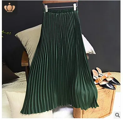 Solid Color High Waist Half length Skirt Female Elastic Waist Chiffon Skirt Green - Shop at LoveMi