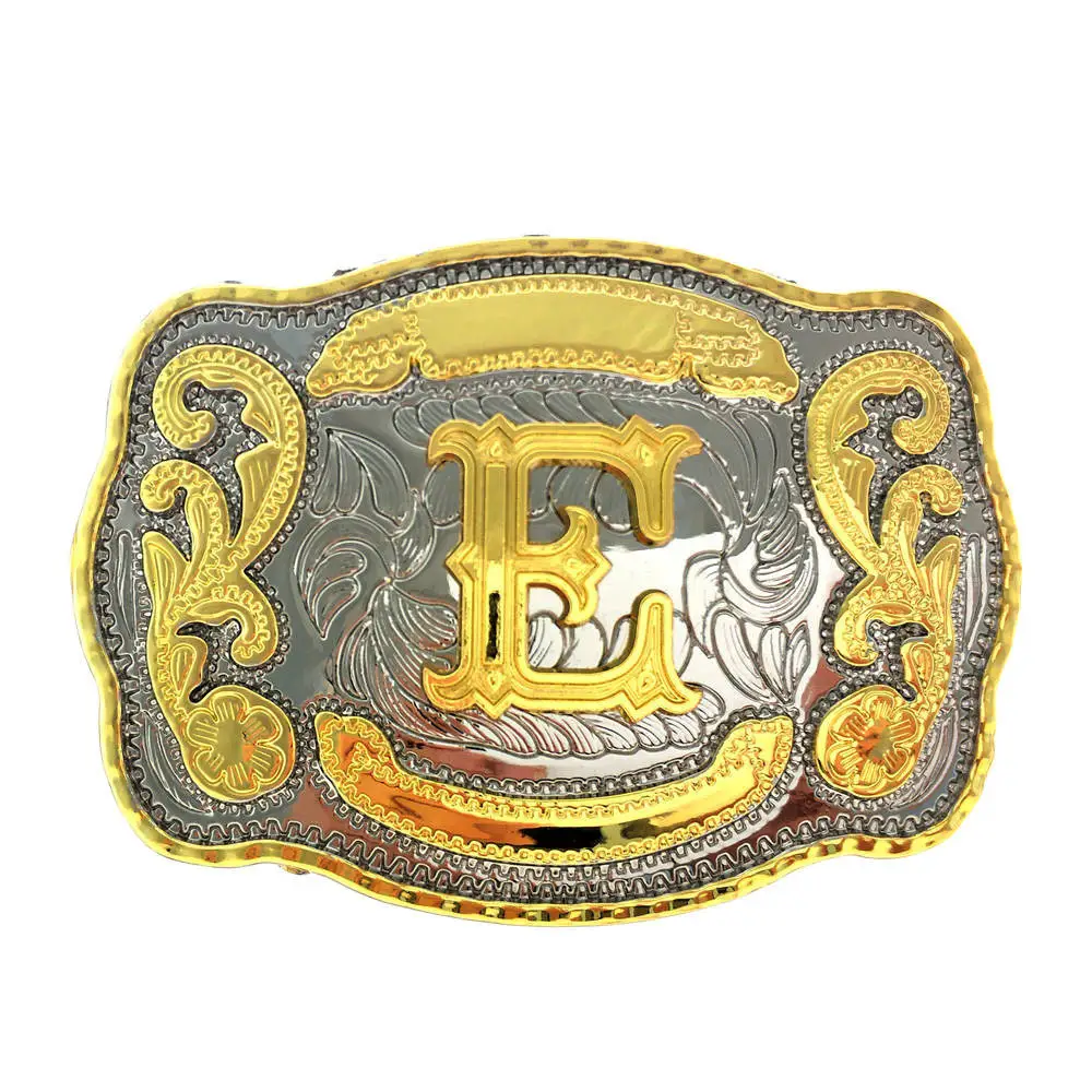 Two Color Plating Die Casting Enamel Alphabet A Initial Letter Cowboy Belt Buckles
