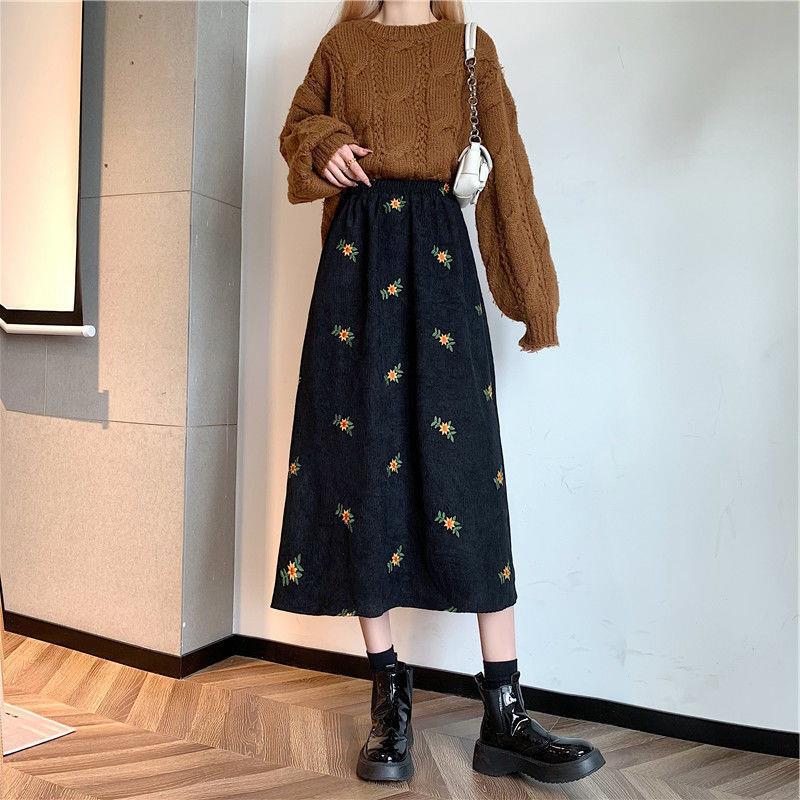 Women's Fashion High Waist Floral A-line Skirt