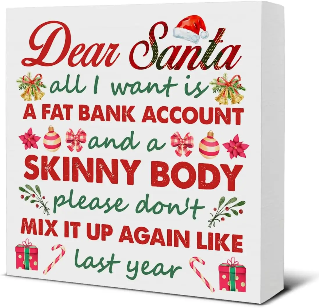 Winter Christmas Decor, Dear Santa Wooden Sign