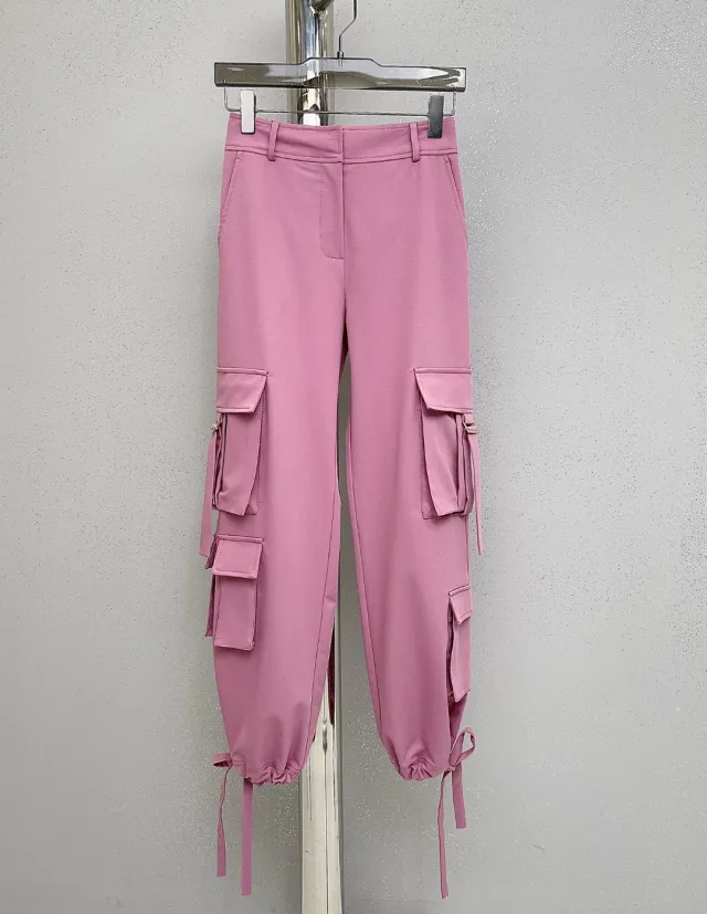Millennium Spice Multi pocket Straight Drawstring Cargo Pants Millennial Pink - Shop at LoveMi