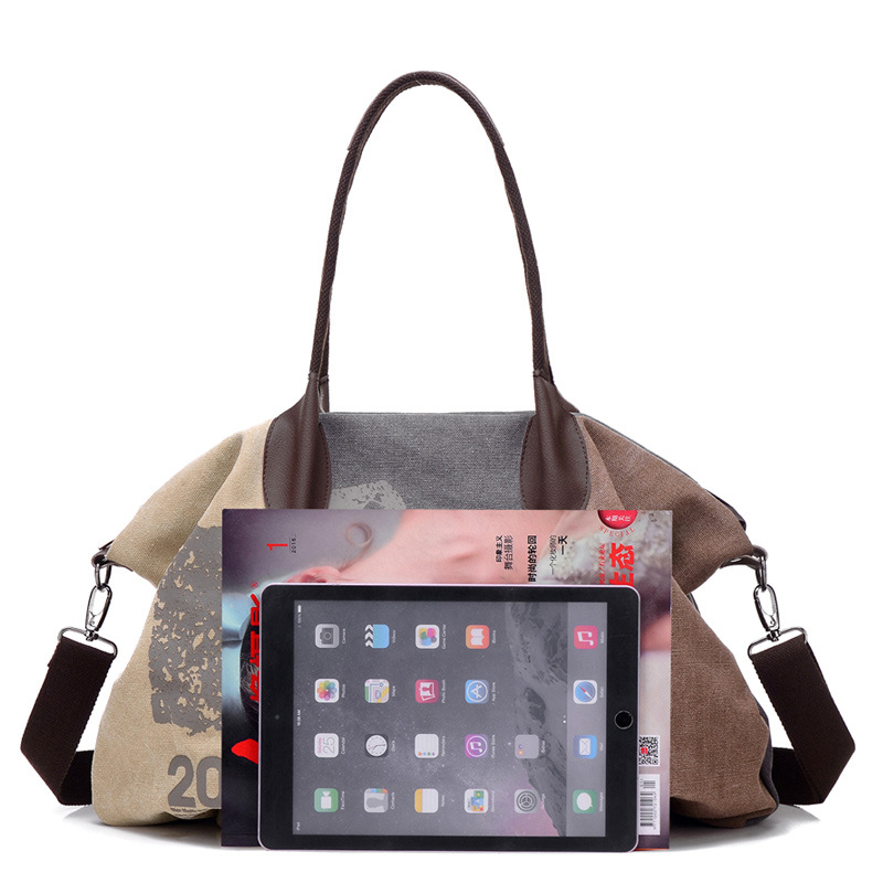 Title 2, Damen Canvas Tasche im Retro-Stil mit Kontrastn...