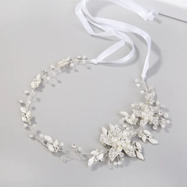 Gold And Silver Rhinestone Alloy Handmade Headdress Silver - Shop at LoveMi