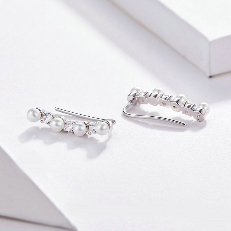 White Gold Plated Hypoallergenic Pearl Stud Earrings