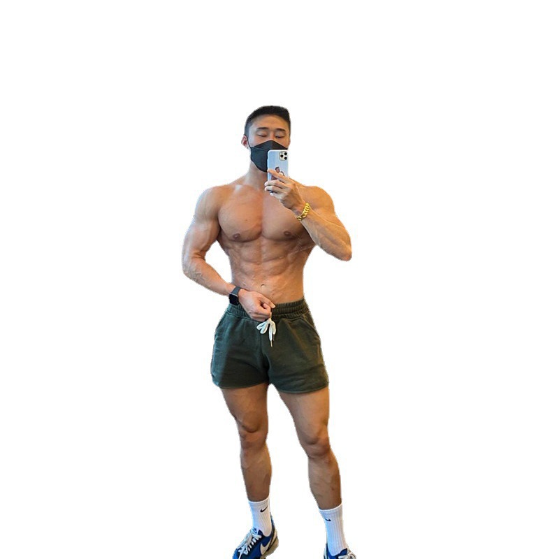 Solid Color Wool Circle Curly Edge Shorts Men's Fitness Training Three-point Pants