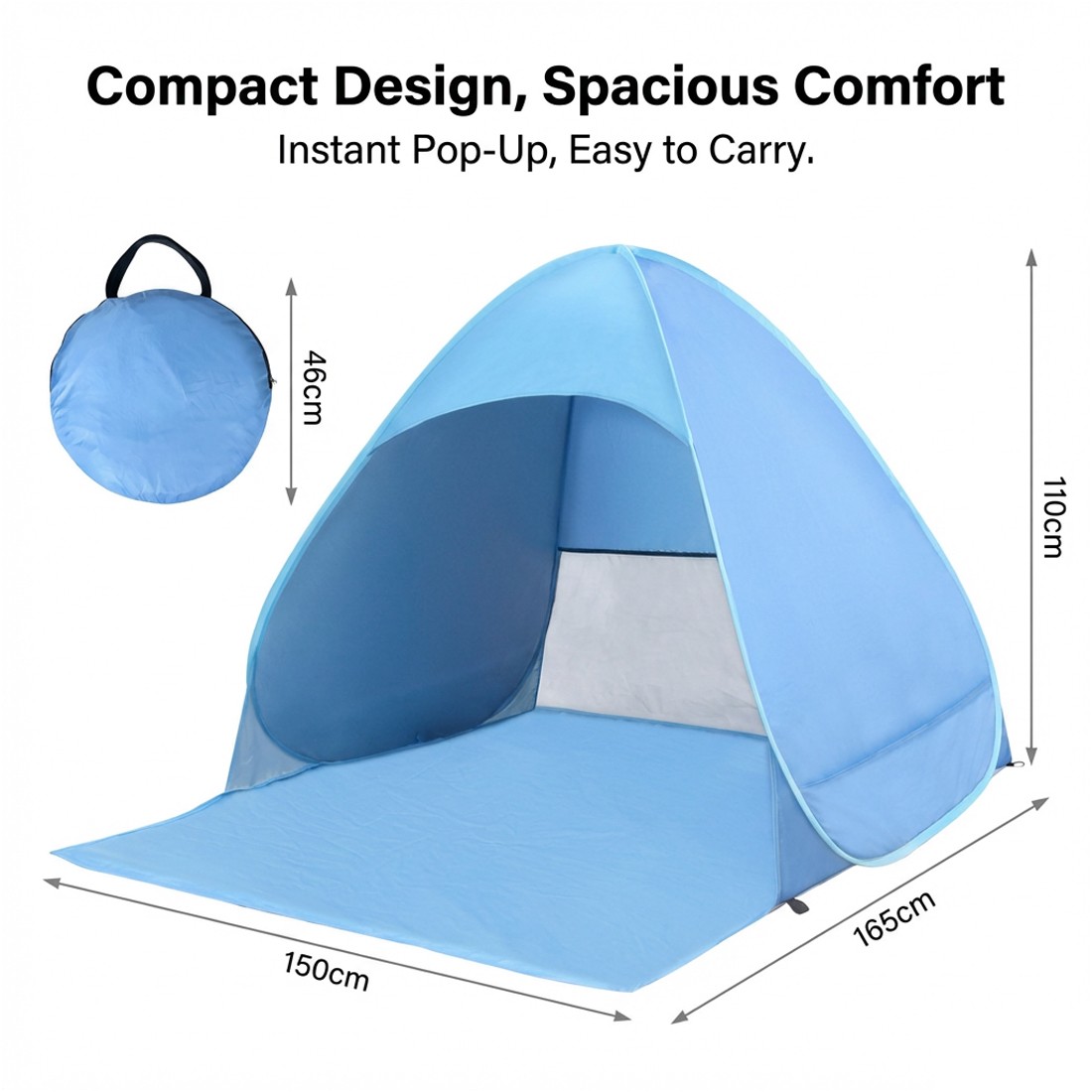 Pop-Up Beach Tent Uv-Resistant & Waterproof Sun Shade Shelter For Camping