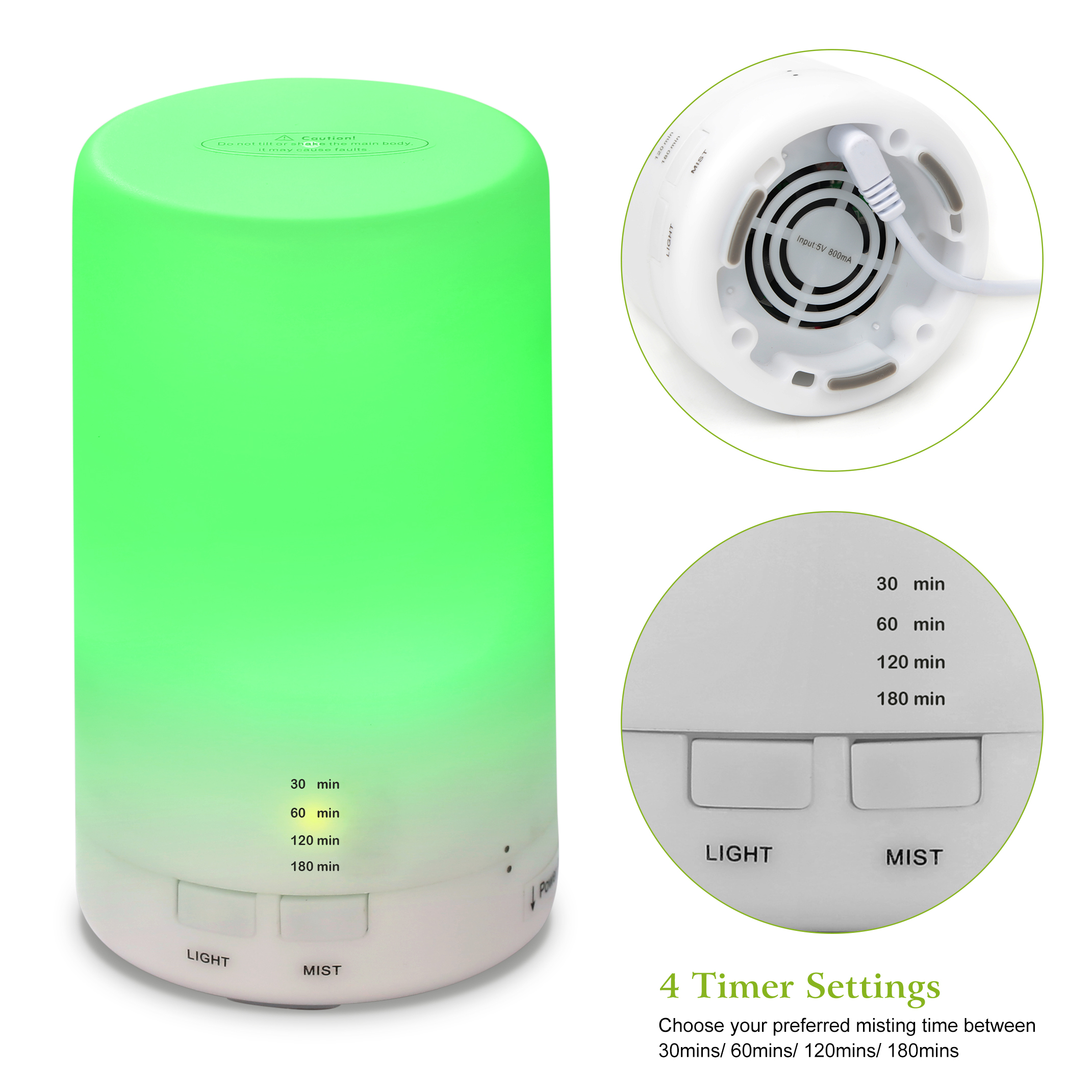 1Pc Mini Cool Mist Humidifier Ultrasonic Aroma Essential Oil Diffuser With 7 Color LED Lights 4 Timer Settings For Office Home Room Vehicle Study Yoga Spa — foto 3