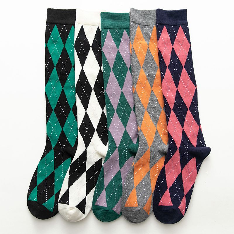 College Style Calf Rhomboid Cotton Student Tide Piled Pile Of Socks