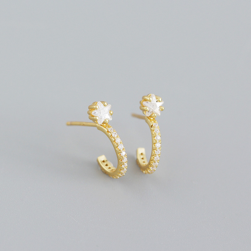 INS Five-pointed Star Zircon Cross-border Earrings Earrings