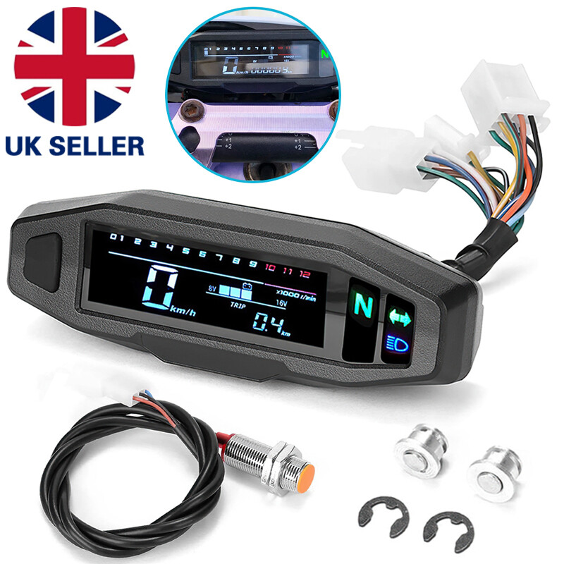Universal Motorcycle LCD Digital Speedometer Odometer Tachometer Gauge Sensor — image 10