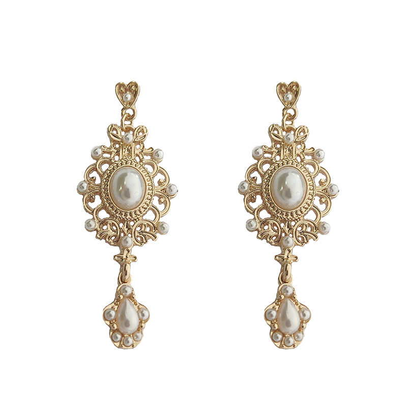 Vintage Court Baroque Pearl Earrings Silver Post