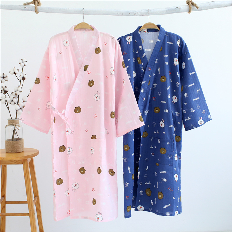 Title 5, Thin Cotton Bathrobe Cotton Pajamas Cardigan Lo...